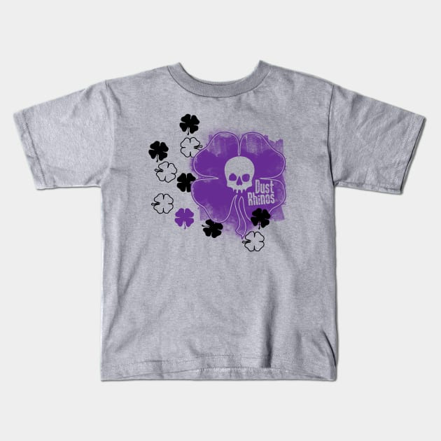 DR Skull and Shamrocks Purple Kids T-Shirt by Dust Rhinos Swag Store